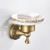 Wall Mount Antique Brass Brushed Soap Dish Draining/ Ceramic Dish Bathroom Carved Bathroom Hardware