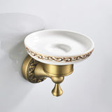 Wall Mount Antique Brass Brushed Soap Dish Draining/ Ceramic Dish Bathroom Carved Bathroom Hardware