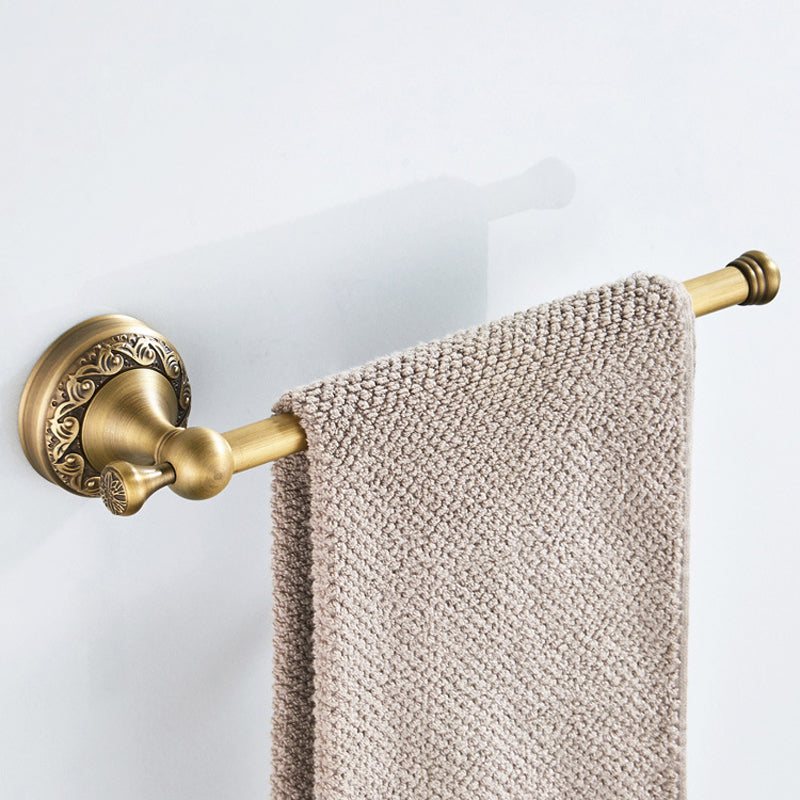 Wall Mount Antique Brass Kitchen Towel Rack Bathroom Hardware Single Bar Carved Household Hotel Gold
