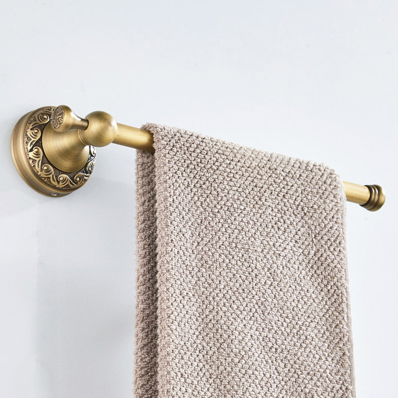 Wall Mount Antique Brass Kitchen Towel Rack Bathroom Hardware Single Bar Carved Household Hotel Gold