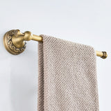 Wall Mount Antique Brass Kitchen Towel Rack Bathroom Hardware Single Bar Carved Household Hotel Gold