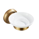 Wall Mount Antique Brass Soap Dish Draining White Ceramic Round/ Oval For Bathroom Hardware Gold