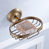 Wall Mount Antique Brass Soap Dish Draining White Ceramic Round/ Oval For Bathroom Hardware Gold