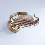Wall Mount Antique Brass Soap Dish Draining White Ceramic Round/ Oval For Bathroom Hardware Gold