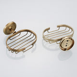 Wall Mount Antique Brass Soap Dish Draining White Ceramic Round/ Oval For Bathroom Hardware Gold