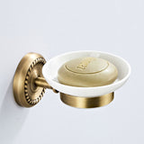 Wall Mount Antique Brass Soap Dish Draining White Ceramic Round/ Oval For Bathroom Hardware Gold