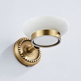 Wall Mount Antique Brass Soap Dish Draining White Ceramic Round/ Oval For Bathroom Hardware Gold