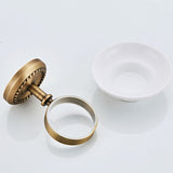 Wall Mount Antique Brass Soap Dish Draining White Ceramic Round/ Oval For Bathroom Hardware Gold
