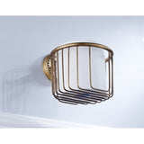 Gold Brushed Antique Brass Toilet Paper Holder Commercial Bathroom Wall Mounted Carved Round Basket