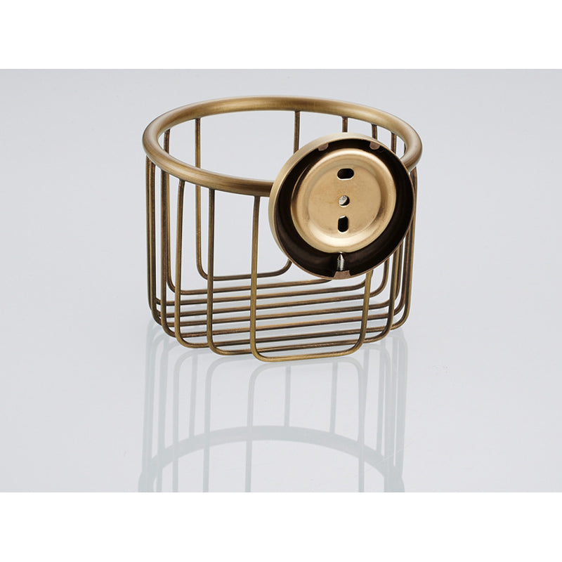 Gold Brushed Antique Brass Toilet Paper Holder Commercial Bathroom Wall Mounted Carved Round Basket