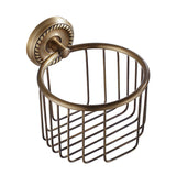 Gold Brushed Antique Brass Toilet Paper Holder Commercial Bathroom Wall Mounted Carved Round Basket