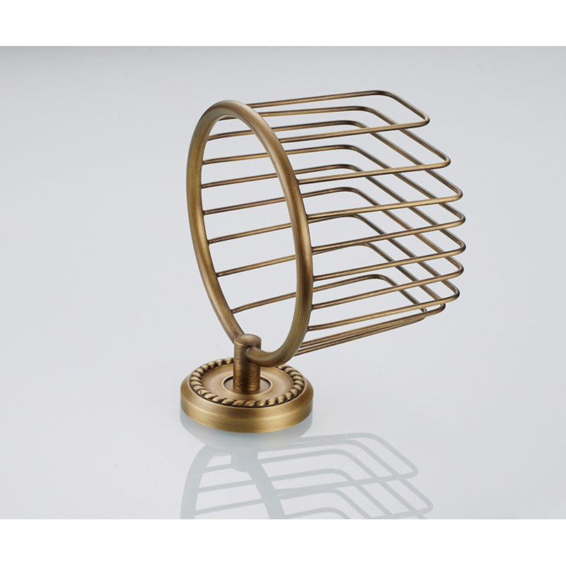 Gold Brushed Antique Brass Toilet Paper Holder Commercial Bathroom Wall Mounted Carved Round Basket