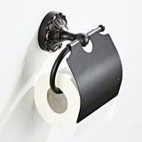 Wall Mount Bathroom Black Toilet Paper Holder Brass Carved Single Roll Paper Holder Oil Rubbed Bronze
