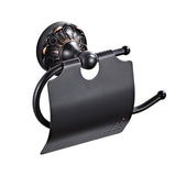 Wall Mount Bathroom Black Toilet Paper Holder Brass Carved Single Roll Paper Holder Oil Rubbed Bronze