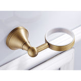 Wall Mount Bathroom Toothbrush Holder Brass Single/ Double Ceramic Cup Brushed Gold Antique Modern