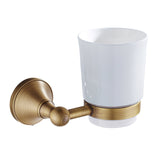 Wall Mount Bathroom Toothbrush Holder Brass Single/ Double Ceramic Cup Brushed Gold Antique Modern