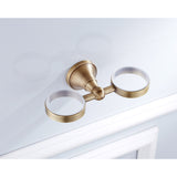 Wall Mount Bathroom Toothbrush Holder Brass Single/ Double Ceramic Cup Brushed Gold Antique Modern