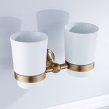 Wall Mount Bathroom Toothbrush Holder Brass Single/ Double Ceramic Cup Brushed Gold Antique Modern