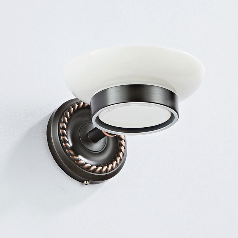 Wall Mount Brass Soap Dish Oil Rubbed Bronze Ceramic Round/ Oval For Bathroom Hardware Draining Hotel