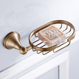 Wall Mounted Brushed Antique Brass Soap Dish Shower Luxury Draining Gold Oval Bathroom Hardware