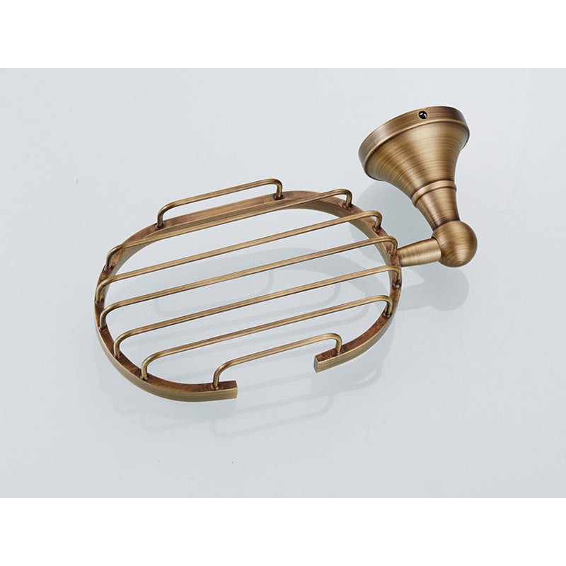 Wall Mounted Brushed Antique Brass Soap Dish Shower Luxury Draining Gold Oval Bathroom Hardware