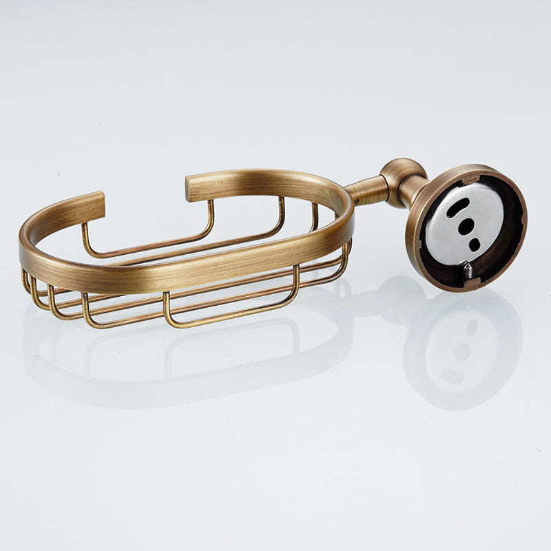 Wall Mounted Brushed Antique Brass Soap Dish Shower Luxury Draining Gold Oval Bathroom Hardware