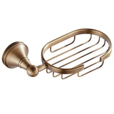 Wall Mounted Brushed Antique Brass Soap Dish Shower Luxury Draining Gold Oval Bathroom Hardware