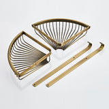 Wall Mount Corner Bathroom Shelf Antique Brass Two Tier Shower Caddy Basket Hardware Draining Triangle