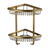 Wall Mount Corner Bathroom Shelf Antique Brass Two Tier Shower Caddy Basket Hardware Draining Triangle