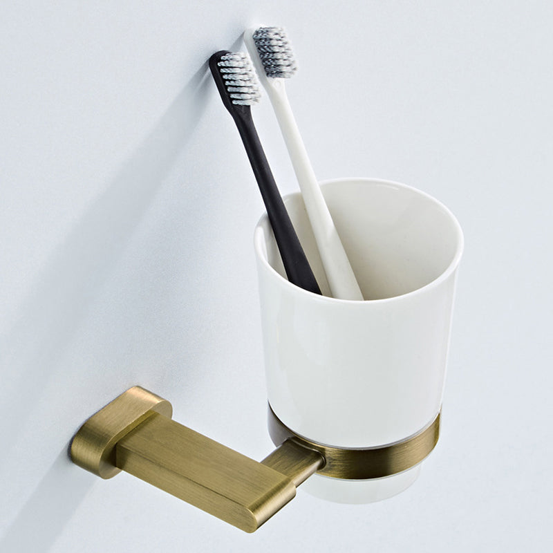Wall Mount Toothbrush Holder Modern Antique Brushed Brass Gold Ceramic Bathroom Hardware One Cup