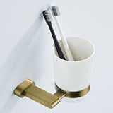 Wall Mount Toothbrush Holder Modern Antique Brushed Brass Gold Ceramic Bathroom Hardware One Cup