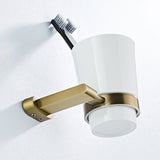 Wall Mount Toothbrush Holder Modern Antique Brushed Brass Gold Ceramic Bathroom Hardware One Cup