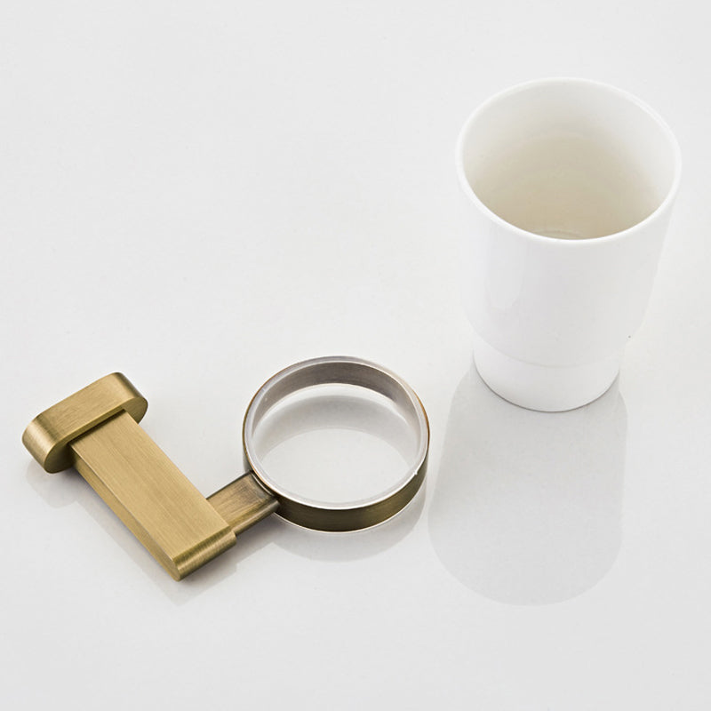 Wall Mount Toothbrush Holder Modern Antique Brushed Brass Gold Ceramic Bathroom Hardware One Cup