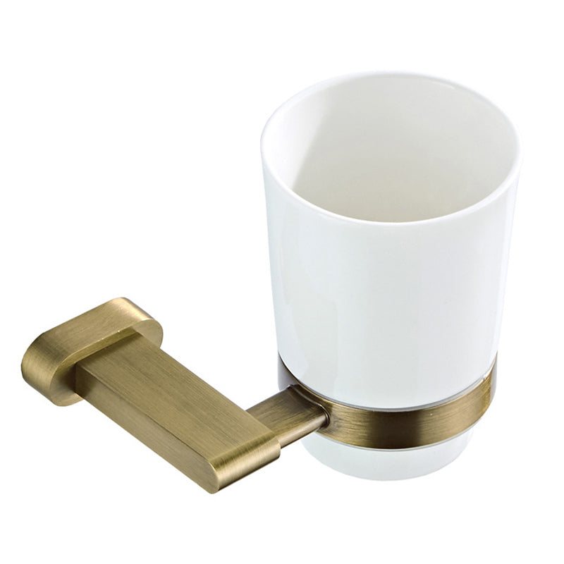 Wall Mount Toothbrush Holder Modern Antique Brushed Brass Gold Ceramic Bathroom Hardware One Cup