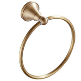 Wall Mounted Antique Brushed Brass Towel Ring Decorative Bathroom Hardware Round Gold Towel Bar