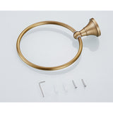 Wall Mounted Antique Brushed Brass Towel Ring Decorative Bathroom Hardware Round Gold Towel Bar