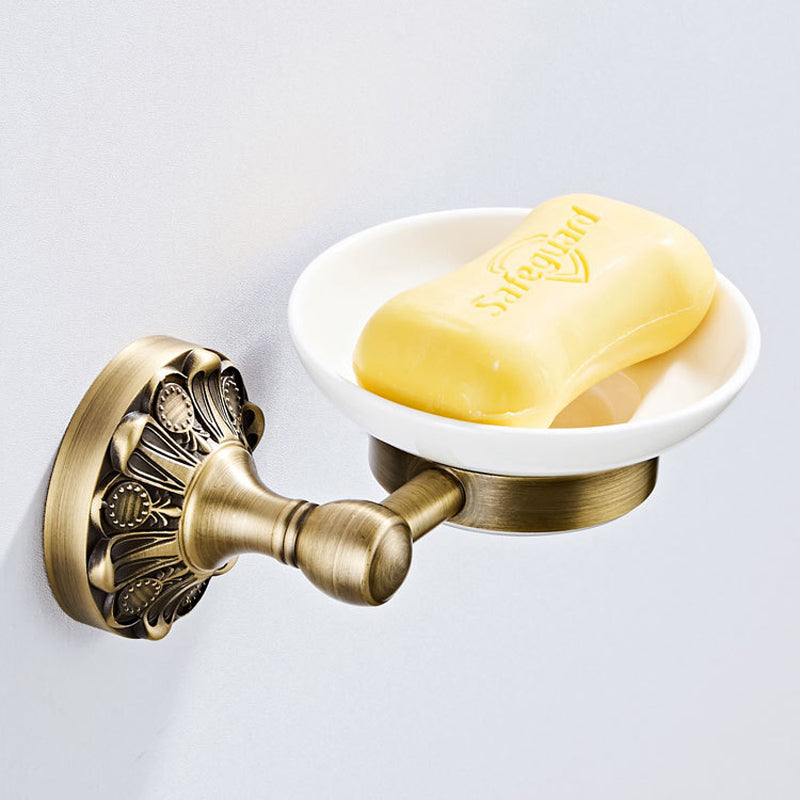Wall Mounted Shower Soap Dish Ceramic Antique Brass Gold Carved Pineapple Pattern Luxury Bathroom