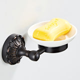 Wall Mount Brass Shower Soap Dish White Ceramic Bathroom Oil Rubbed Bronze Pineapple Pattern Black