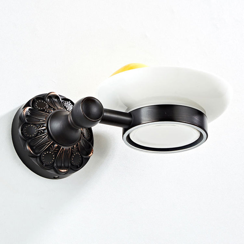 Wall Mount Brass Shower Soap Dish White Ceramic Bathroom Oil Rubbed Bronze Pineapple Pattern Black