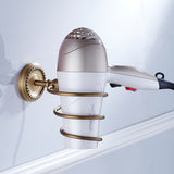 Wall Mounted Hair Dryer Holder Antique Brass For Dressing Table Gold Bathroom Hardware Shower Shelf
