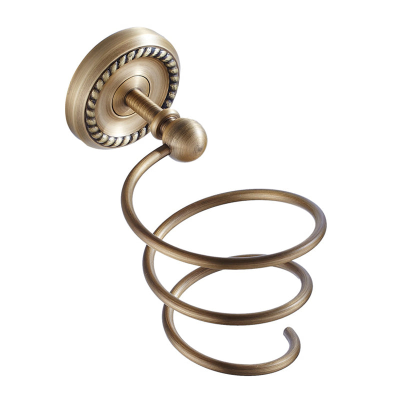 Wall Mounted Hair Dryer Holder Antique Brass For Dressing Table Gold Bathroom Hardware Shower Shelf