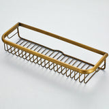 Wall Mounted Shower Caddy Basket Draining Antique Brass Bathroom Shelf 18 Inch Rectangle Gold Modern