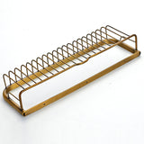 Wall Mounted Shower Caddy Basket Draining Antique Brass Bathroom Shelf 18 Inch Rectangle Gold Modern
