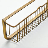 Wall Mounted Shower Caddy Basket Draining Antique Brass Bathroom Shelf 18 Inch Rectangle Gold Modern