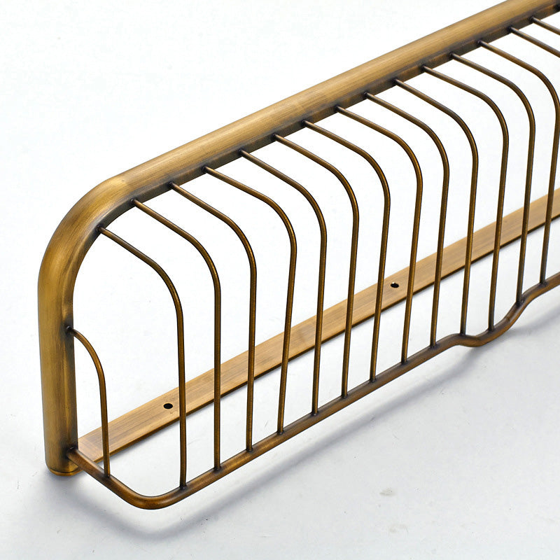 Wall Mounted Shower Caddy Basket Draining Antique Brass Bathroom Shelf 18 Inch Rectangle Gold Modern