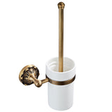 Wall Mounted Toilet Brush Holder Ceramic Carved Antique Brass Decorative Unique Pineapple Pattern Gold