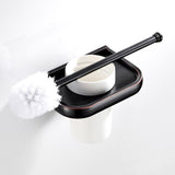 Wall Mounted Toilet Brush Holder Oil Rubbed Bronze Modern Brass Bathroom With Ceramic Holder Black