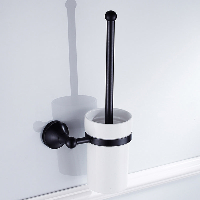 Wall Mount Toilet Brush Holder Oil Rubbed Bronze Modern Brass Bathroom with White Ceramic Home Use