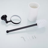 Wall Mount Toilet Brush Holder Oil Rubbed Bronze Modern Brass Bathroom with White Ceramic Home Use