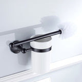 Wall Mount Toilet Brush Holder Oil Rubbed Bronze Modern Brass Bathroom with White Ceramic Home Use